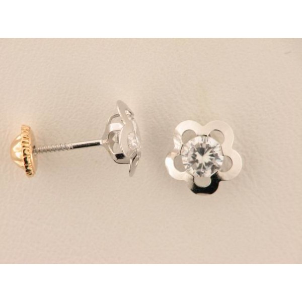 Pendientes Oro Blanco Piedra