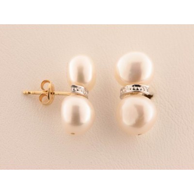 Pendientes Oro Blanco Perla Pendientes Oro Blanco Perla