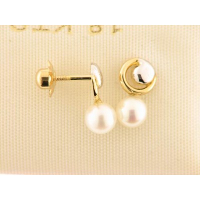 Pendientes Oro Bicolor Perla Pendientes Oro Bicolor Perla