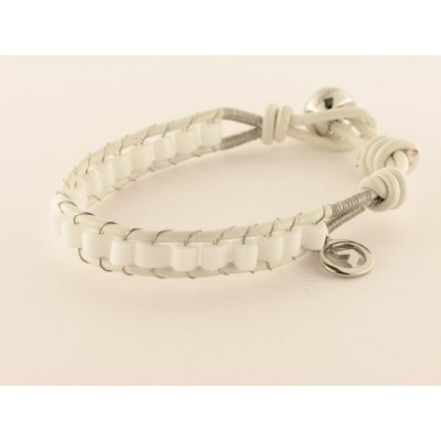 Fashion pulsera acero piel cristal Fashion pulsera acero piel cristal