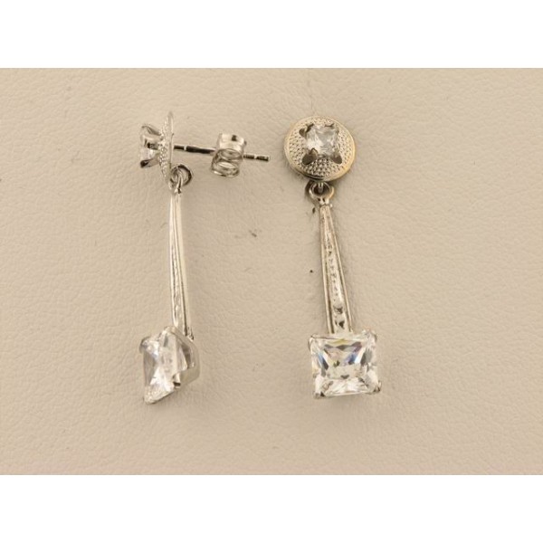 Pendientes Oro Blanco Piedras