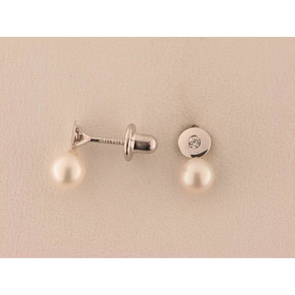 Pendientes Oro Blanco bte/perla