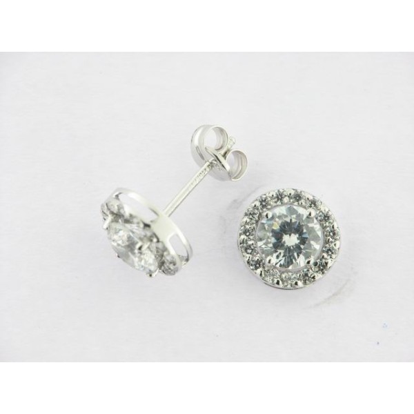 Pendientes Oro Blanco Piedras