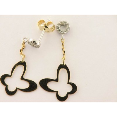 Pendientes Oro Bicolor Piedras Pendientes Oro Bicolor Piedras