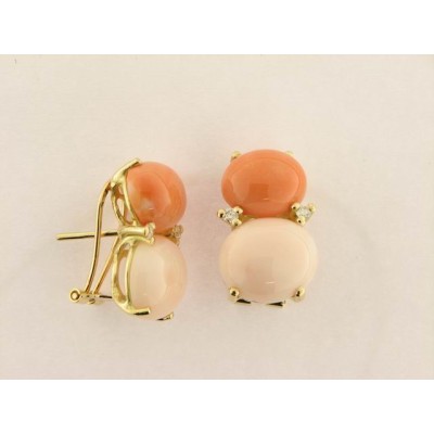 Pendientes Oro Diamantes coral Pendientes Oro Diamantes coral