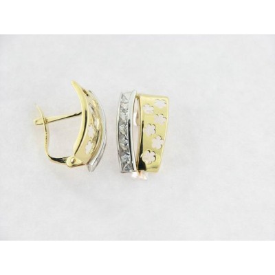 Pendientes Oro Bicolor Piedras Pendientes Oro Bicolor Piedras