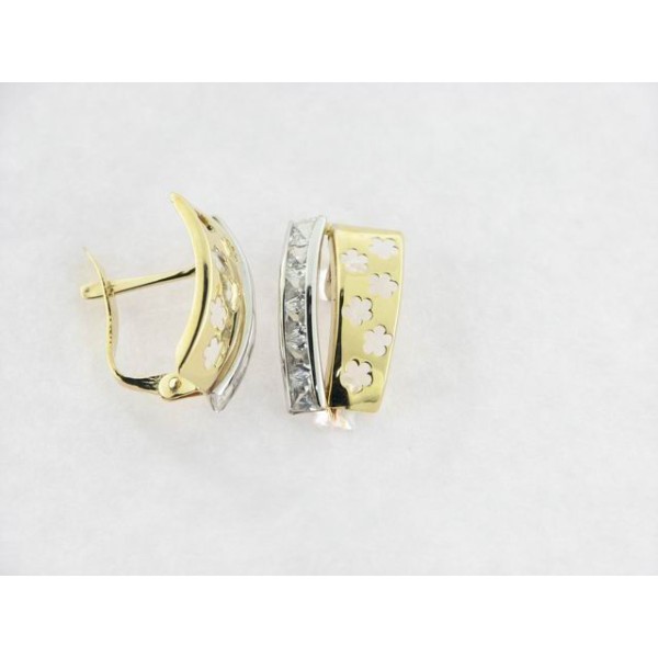 Pendientes Oro Bicolor Piedras