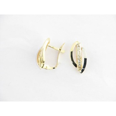 Pendientes Oro Bicolor Piedras Pendientes Oro Bicolor Piedras