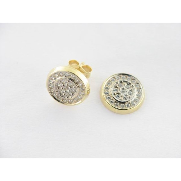 Pendientes Oro Bicolor Piedras