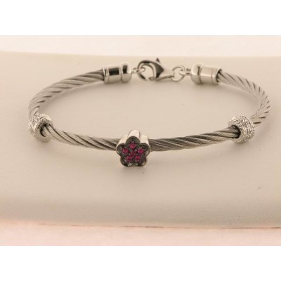 Pulsera Acero Plata Diamantes Rubi Pulsera Acero Plata Diamantes Rubi