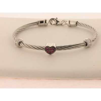 Pulsera Acero Plata Diamantes Rubi Pulsera Acero Plata Diamantes Rubi