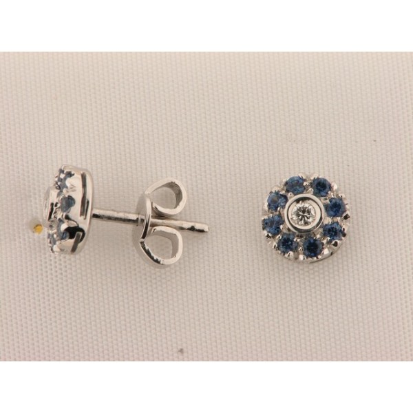 Pendientes Oro Blanco Diamantes Zafiro