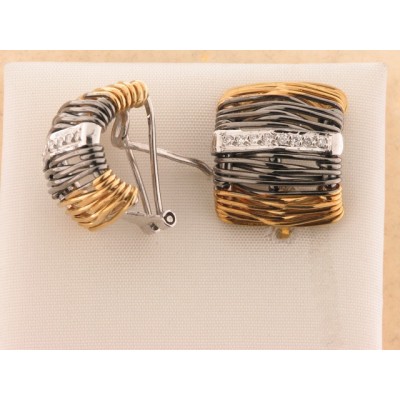 Pendientes Oro Bicolor Diamantes Pendientes Oro Bicolor Diamantes