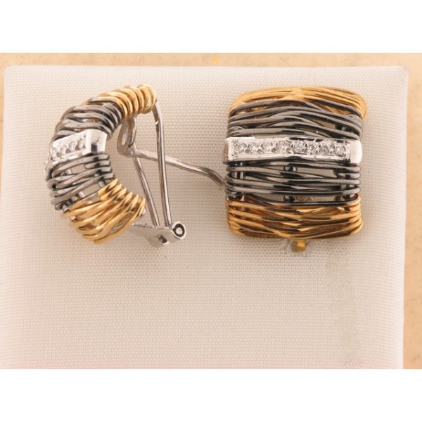 Pendientes Oro Bicolor Diamantes