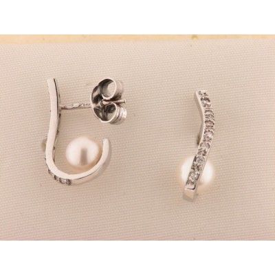 Pendientes Oro Blanco Diamantes Perla Pendientes Oro Blanco Diamantes Perla