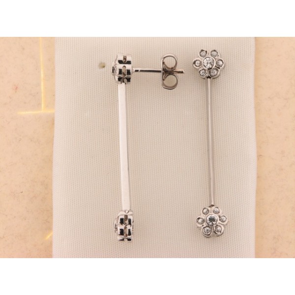 Pendientes Oro Blanco Piedras