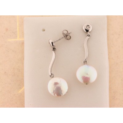 Pendientes Oro Blanco Diamantes Perla Pendientes Oro Blanco Diamantes Perla