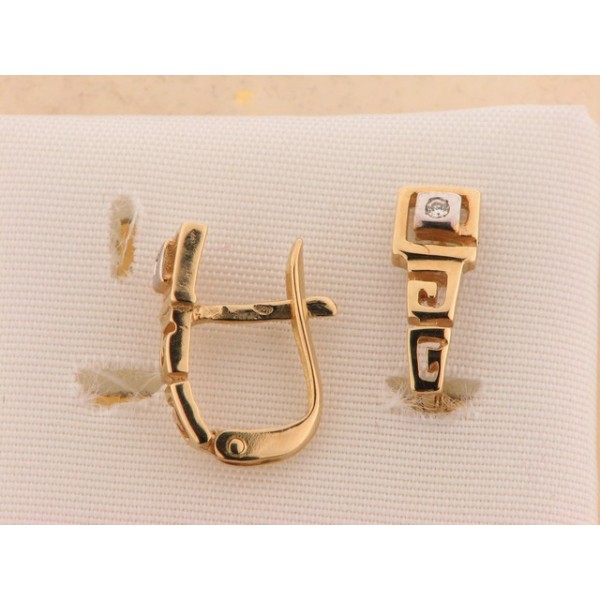 Pendientes Oro Bicolor Piedras