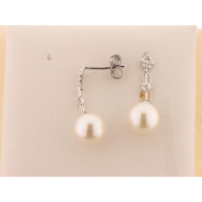 Pendientes Oro Blanco Diamantes Perla Pendientes Oro Blanco Diamantes Perla