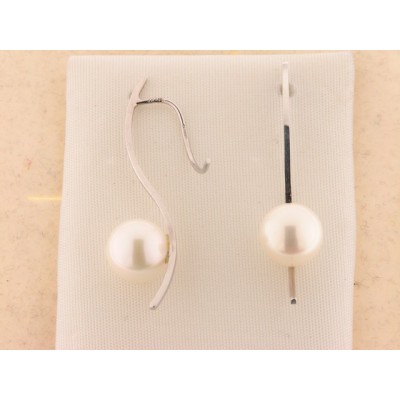 Pendientes Oro Blanco Perla Pendientes Oro Blanco Perla