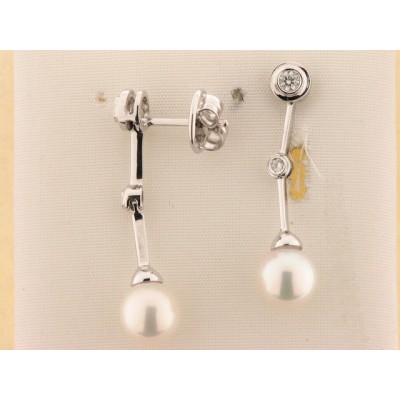 Pendientes Oro Blanco Diamantes Perla Pendientes Oro Blanco Diamantes Perla