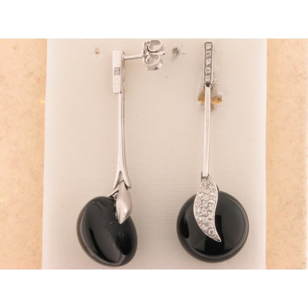 Pendientes Oro Blanco Diamantes Piedra