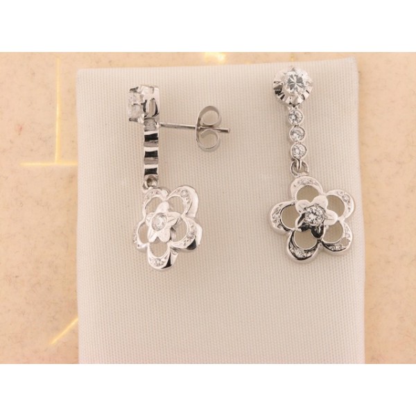 Pendientes Oro Blanco Piedras
