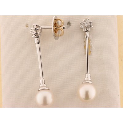 Pendientes Oro Blanco Diamantes Perla Pendientes Oro Blanco Diamantes Perla