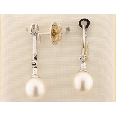 Pendientes Oro Blanco Diamantes Perla Pendientes Oro Blanco Diamantes Perla