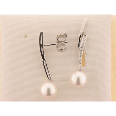 Pendientes Oro Blanco Diamantes Perla Pendientes Oro Blanco Diamantes Perla