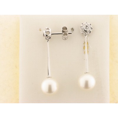 Pendientes Oro Blanco Diamantes Perla Pendientes Oro Blanco Diamantes Perla