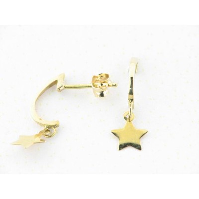 Pendientes Aro Oro Colgar Estrella Pendientes Aro Oro Colgar Estrella