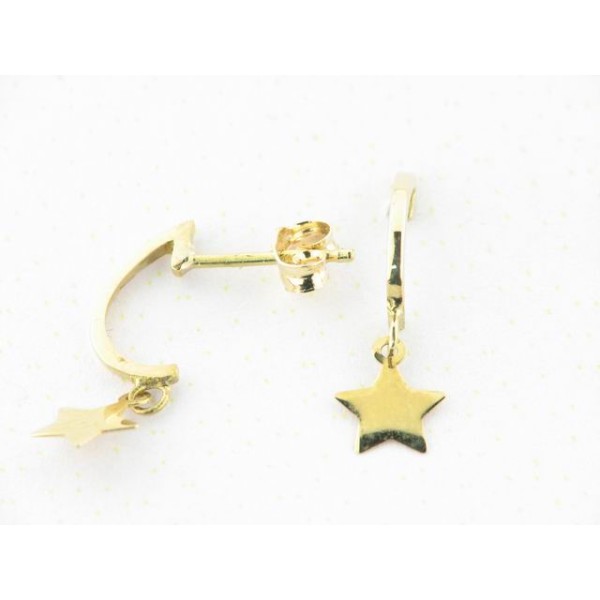 Pendientes Aro Oro Colgar Estrella