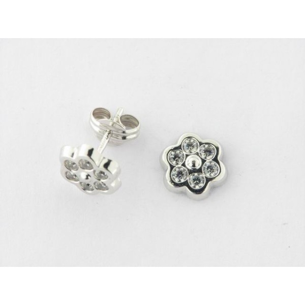 Pendientes Oro Blanco Piedras