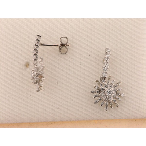 Pendientes Oro Blanco Piedras