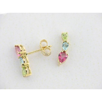 Pendientes Oro Piedras Colores Pendientes Oro Piedras Colores