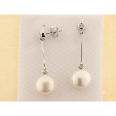 Pendientes Oro Blanco Diamantes Perla Pendientes Oro Blanco Diamantes Perla