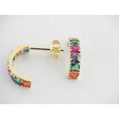 Pendientes Aro Oro Piedras Color Pendientes Aro Oro Piedras Color
