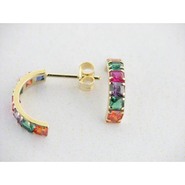 Pendientes Aro Oro Piedras Color