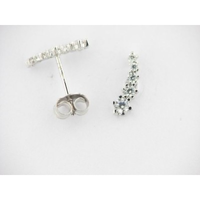 Pendientes Trepador Oro Blanco Piedras Pendientes Trepador Oro Blanco Piedras