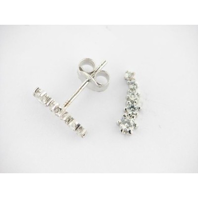Pendientes Trepador Oro Blanco Piedras Pendientes Trepador Oro Blanco Piedras