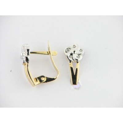 Pendientes Oro Bicolor Piedras Pendientes Oro Bicolor Piedras