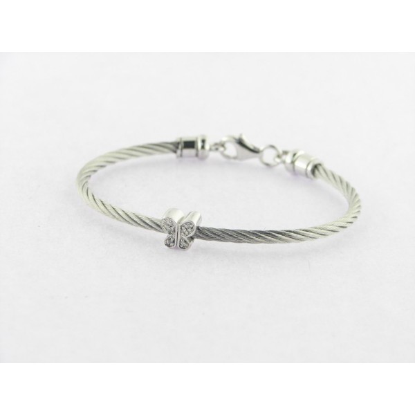 Pulsera Aro Acero Plata Diamantes