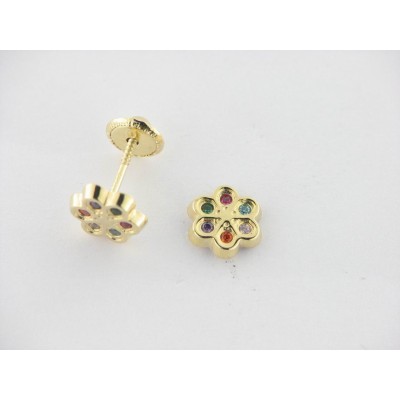 Pendientes Oro Piedras Colores Pendientes Oro Piedras Colores