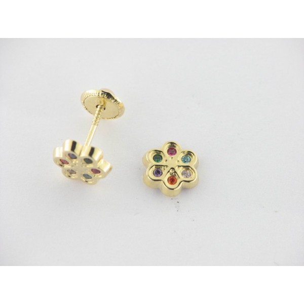 Pendientes Oro Piedras Colores