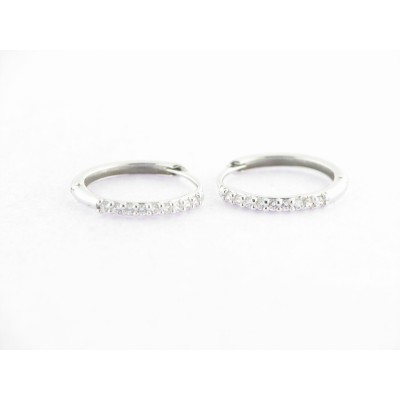 Pendientes Aro Oro Blanco Piedras Pendientes Aro Oro Blanco Piedras