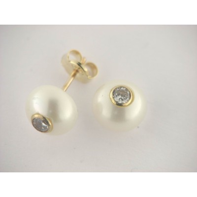 Pendientes Oro Perla Piedra Pendientes Oro Perla Piedra