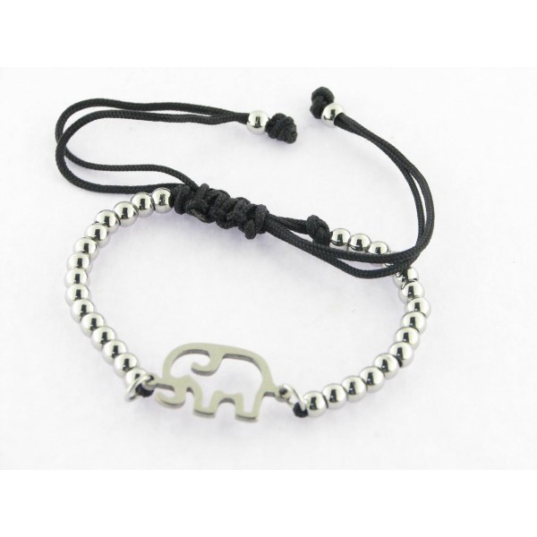 Pulsera Hilo Bolas Acero Elefante