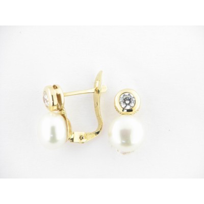 Pendientes Oro Perla Piedra Pendientes Oro Perla Piedra