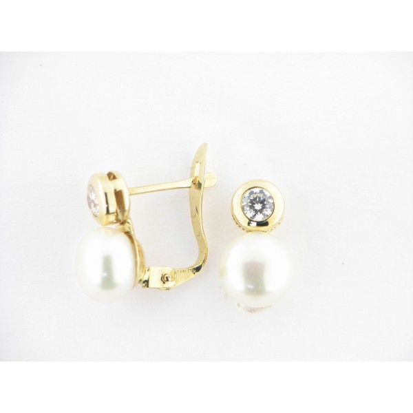 Pendientes Oro Perla Piedra